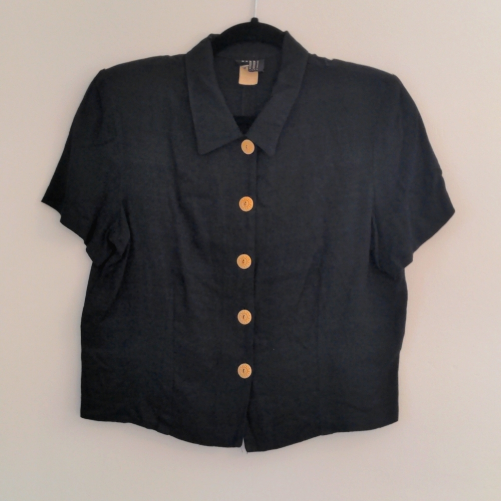 Teddi Dresses Vintage Black Button Down Blouse